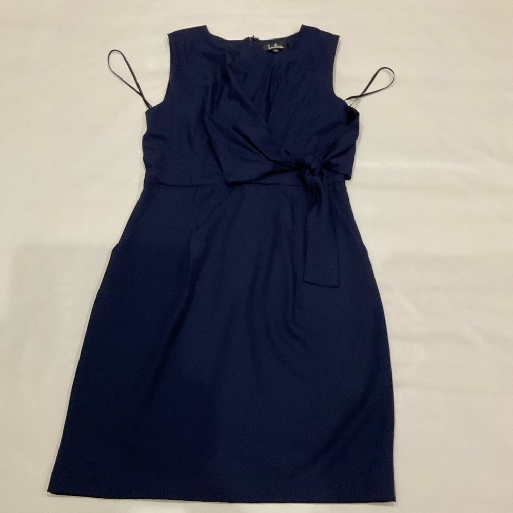 NWT Lulus Zealous Love Navy Tie Front Dress Sleeveless with Pockets Navy Large - Picture 7 of 13